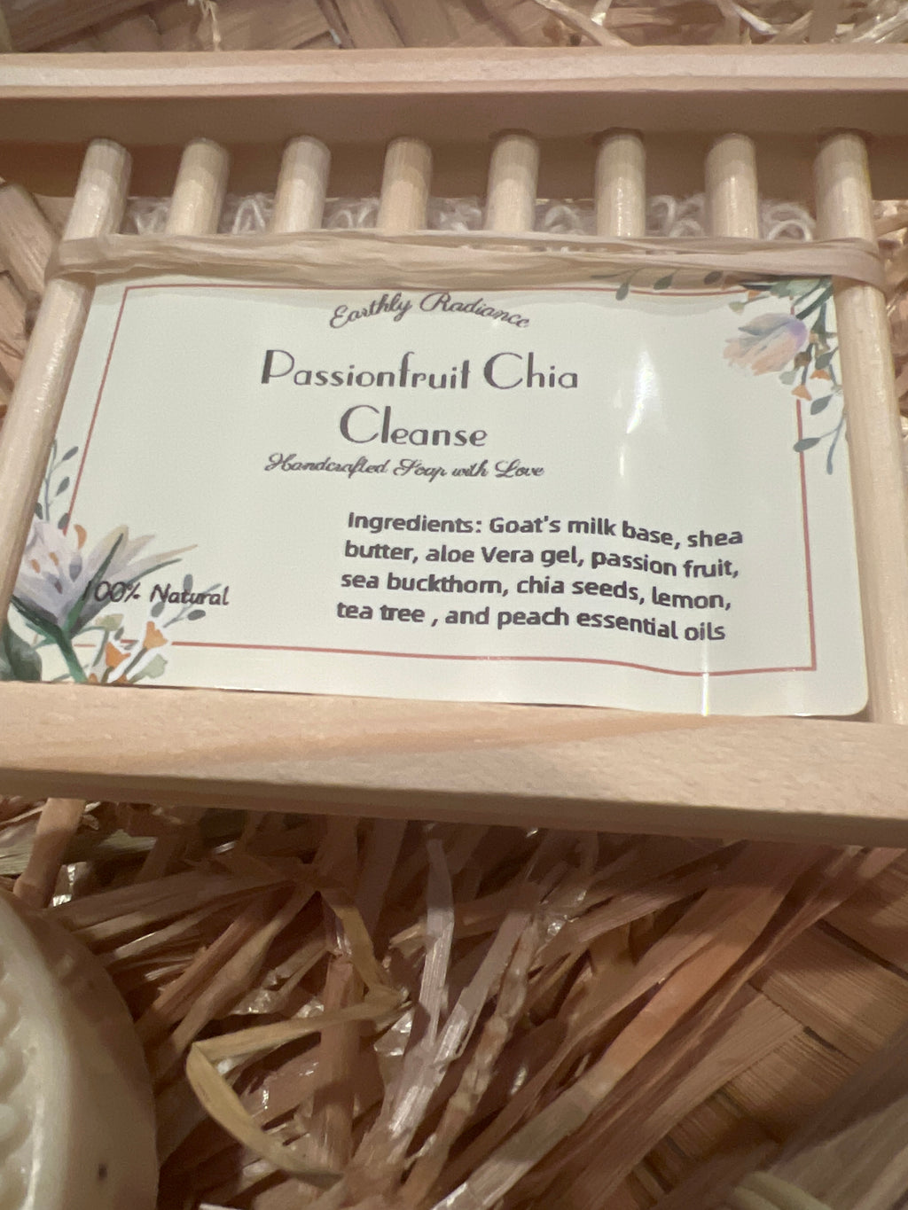 Passion Fruit Chia Cleanse with sisal soap saver bag and holder