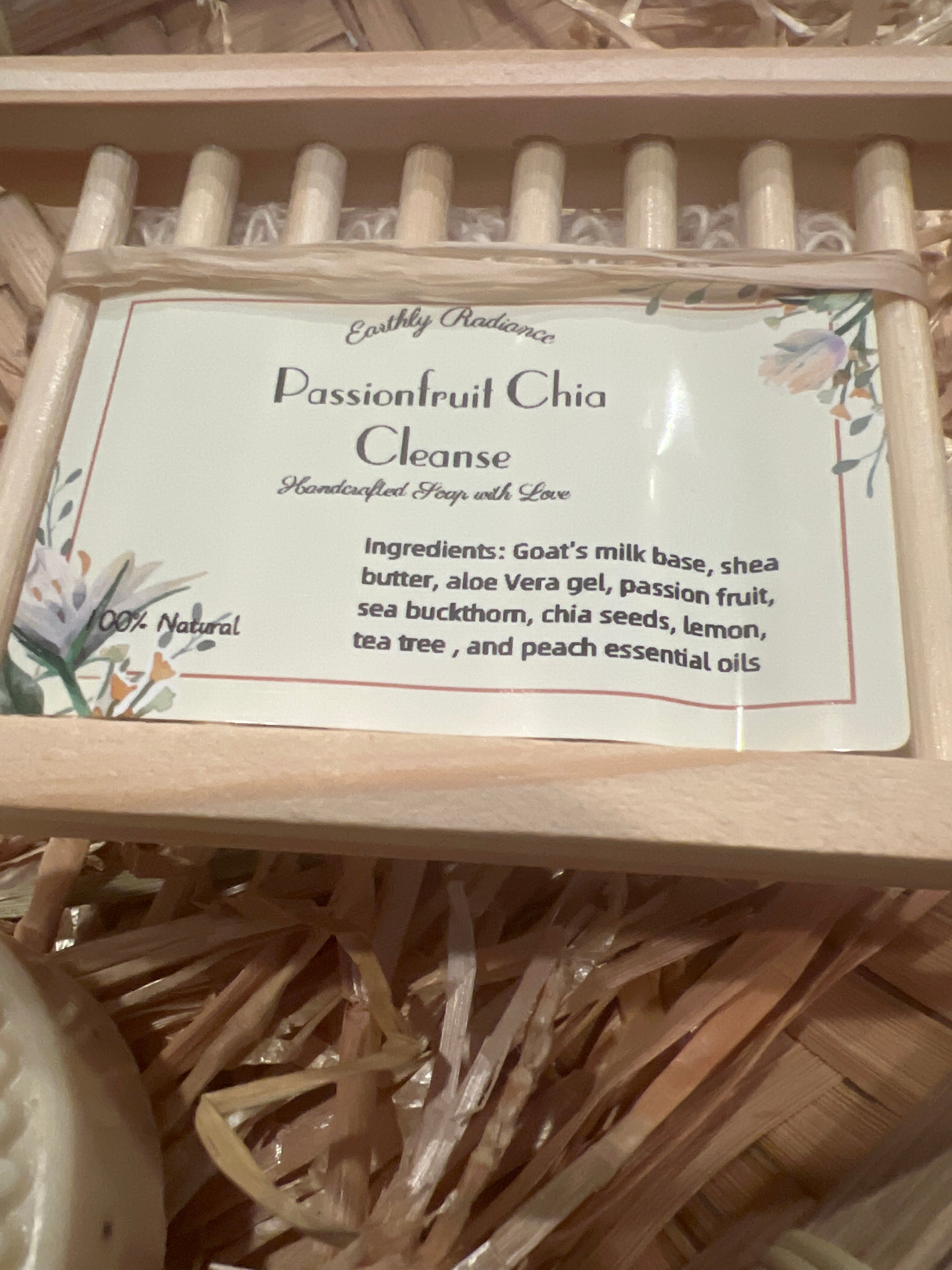 Passion Fruit Chia Cleanse with sisal soap saver bag and holder