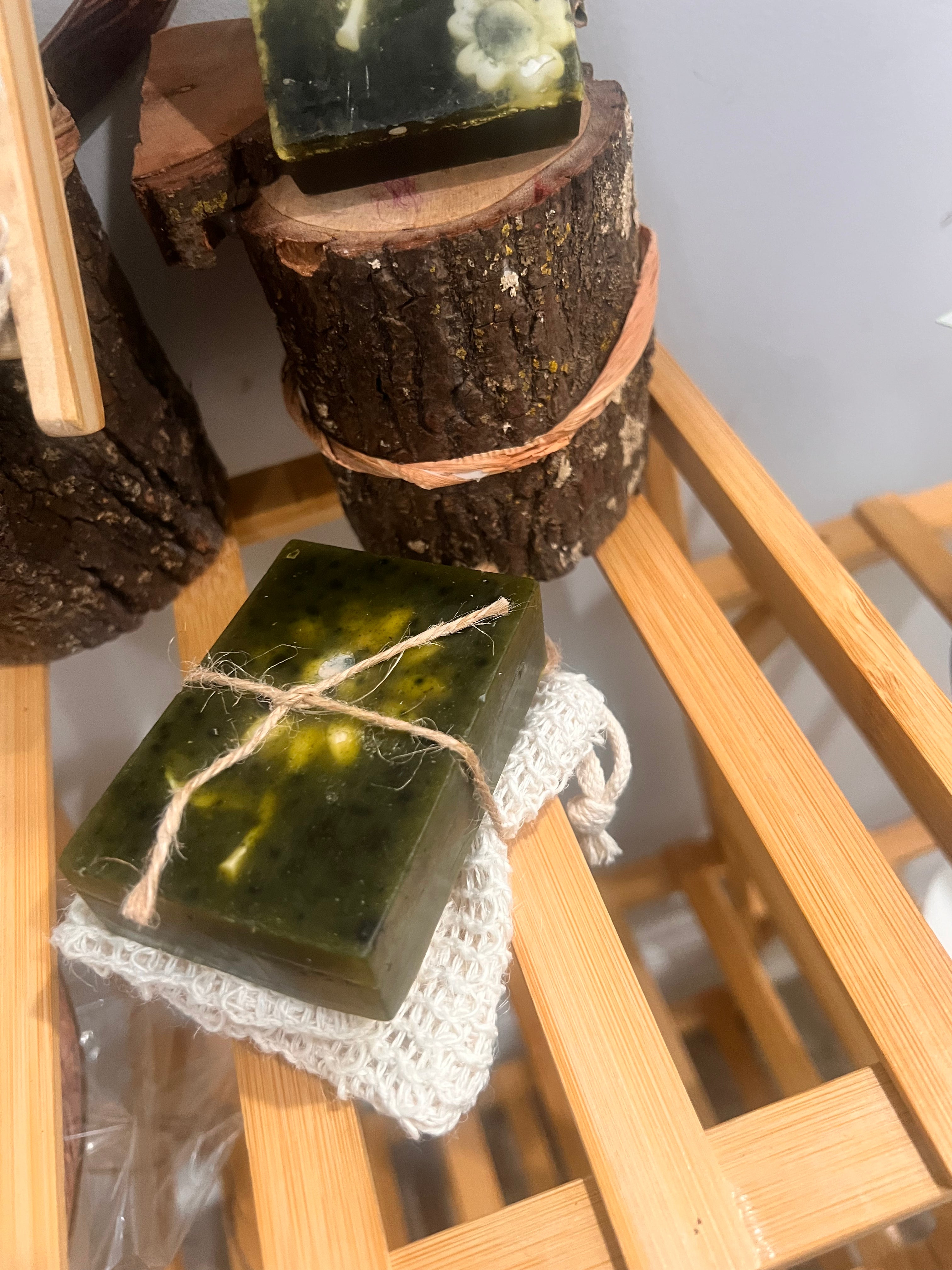 Earth and Herb Radiance Soap Bar with natural sisal soap saver bag